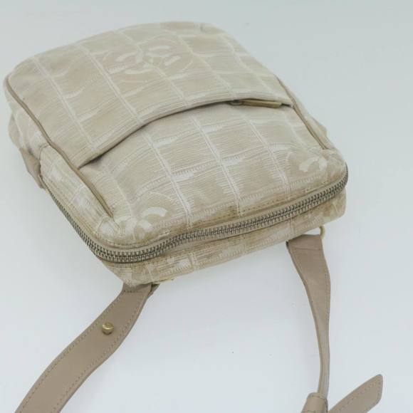 CHANEL New Travel Line Shoulder Bag Nylon Beige CC Auth ki4086 - Picture 6 of 16